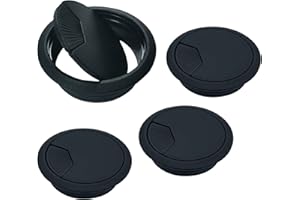 GRANTOP 80mm(3.15 inch) Desk Cable Wire Grommet, 4Pcs Black Desk Grommet Cord Cable, Desk Table Grommet Cable Tidies for Home and Office Table Surface Port Hole Covers