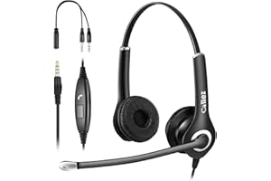 CALLEZ 3.5mm Laptop Headset with Microphone Noise Cancelling, On-Ear Stereo PC Headphone for Computer Gaming PS4, Mobile Phone, Business Office Call Center Zoom Skype Teaching, Ultra Comfort, Clear Chat