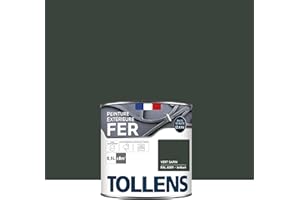 Tollens - Peinture extérieure fer 2 en 1 - Ultra Résistante - Protection antirouille - Laque Riche en Résine - Sans Sous-Couche - Entretien Facile - Satin - Vert Sapin - 0,5L = 8m2