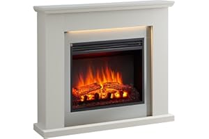 ‎BALDERIA BALDERIA Hektor Elektrokamin - Elektrischer Standkamin mit Heizung 1000/2000 W, realistischer 3D-Flammeneffekt, Fernbedienung programmierbar, Timer, Thermostat - Grau