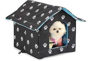 TOATELU Casa per gatti all'aperto resistente all'inverno: casa pieghevole per gatti lavabile resistente alle intemperie, impermeabile e calda, casa esterna per animali domestici in Oxford