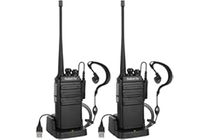 Radioddity GA-2S Talkie Walkie Professionnel Longue portée Radio bidirectionnelle UHF Rechargeable avec Chargement Micro USB + Chargeur de Bureau USB + écouteur Acoustique avec Micro, Paquet de 2