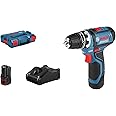 Bosch Professional 12V System GSR 12V-15 FC Cordless Drill/Driver (incl. 2 x battery GBA 12V 2.0Ah, Quick charger GAL 12V-40, Drill chuck adapter GFA 12-B, L-BOXX 102 ) - FlexiClick System