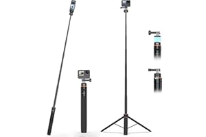 VRIG 160cm Stativ für Action-Kamera, AC-04S Kamera Stativ mit Magnetischer Schnellspannkopf, Selfie Stick Stativs Camera Tripod mit Go pro 13/12/ 11/10/ 9, DJI Action 5 Pro/ 3/2 und Insta 360