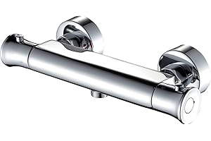 kisimixer Duscharmatur mit Thermostat mit 38℃ Sicherheitstaste Duschthermostat Mischbatterie Dusche, Thermostat-Brausebatterie, 59 Messing, VerbrüHungsschutz, Chrom