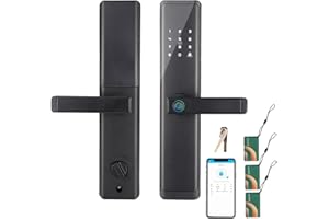 BIGKING Smart Door Lock with Handle, WiFi Touch Screen Password IC Card Smart Lock, Fingerprint Door Lock, Weatherproof Electronic Deadbolt for Home Office Apartment