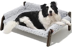 MEWOOFUN Sofá cama elevada elevada para perros, cama transpirable para mascotas con funda extraíble lavable, camas para perros grandes y medianos con parte inferior antideslizante, 87 x 63 x 28 cm,