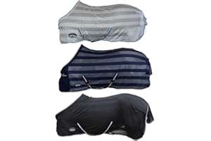 ‎MARENGOS Marengos - Fliegendecke mit Kreuzgurt Economic | Schutz vor Insekten & Plagegeistern | Ekzemerdecke inkl. großem Schweiflatz | Verstellbarer Kreuzgurt | Pferdedecke in Marine | 115 cm