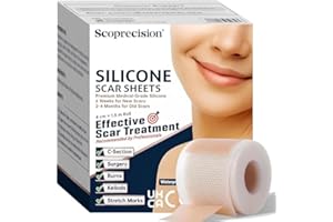 Scoprecision Silicone Scar Tape 4cm x 1.5m | Medical Grade Silicone Sheets for Scar Care | Suitable for Surgery, C Section, Burns, Acne Marks and Stretch Marks | Soft, Reusable, Waterproof