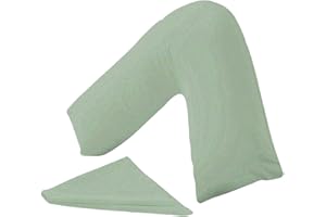 KANAK V Shaped Pillowcase Plain Polycotton Back & Neck Support V Pillow case cover - Orthopaedic/Pregnancy/Nursing Pillow Cover Only (Duck Egg)