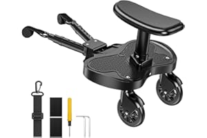ENERHUB Pedana per passeggino, universale, con seduta grande, per bambini di 2-6 anni (portata 25 kg), altezza regolabile, compatibile con la maggior parte dei passeggini