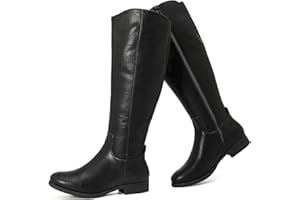 Ruiee Women's Knee High Boots - Stylish Comfortable Flat Round Toe Tall Riding Combat Boots Classic Side Zipper Closure Fall Winter Boots for Women.