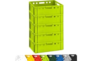 BURI 5x Fleischkiste E2 Metzgerkiste 60x40x20cm lebensmittelecht, robust, stapelbar - Universal Lagerkiste Eurobox aus Deutschland, Hellgrün