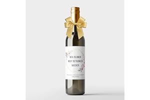 ‎MILABOO MilaBoo® 2er Set Weinetiketten mit Schleife | Unterschiedliche Anlässe | Edle Flaschenetiketten mit Schleifendeko – Selbstklebend & wasserfest (Geburtstag mit Blumen - gold)