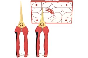FLORA GUARD Jeu de Sécateurs de Jardin Professionnels 2 pièces – Ciseaux à Fleurs et à Roses avec Lames Incurvées Revêtues de Titane, Ciseaux de Cueillette pour Bonsai, Fleurs, Fruits et Légumes