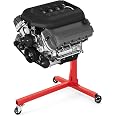 Support Moteur Atelier GOPLUS 340kg Rouge - Tête Rotative 360° Bras Réglables Avec Roues