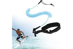 JYNVO 10 Pieds Leash de Surf,Cordon de Sécurité Surf Leash en TPU Adultes Laisse de Planche de Surf TPU Sangle de Cheville Télescopique Spirale pour Kayak,Bodyboard,Stand Up Paddle Board