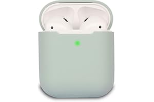 Airpods Case Cover Compatible with AirPods 2, KOKOKA Silicone Shockproof Airpods Case Cover Front LED Visible Support Wireless Charging, Cloud Grey