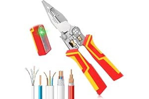 BEIHUAZI 6 in 1 Abisolierzange mit Strommessfunktion, Elektriker Zange, Multifunktionale Abisolierzangen Elektrische Zange Abisolierwerkzeug mit Spannungsprüfer zum Abisolieren Wickeln Spalten