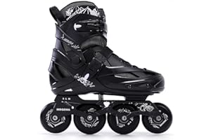 QIANG Inline Skates Adult Kids Adjustable Roller Blades Men Women Rollerskates With Spring Shock Absorption 5 Size Of The Shoe Boots For Childrens,Black-M(40-44)