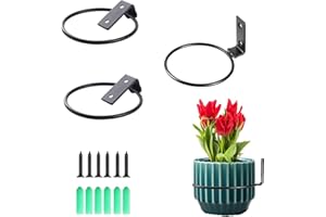 Ompinda Flower Pot Holder Ring, 3 Pack Collapsible Metal Wall Mounted Metal Planter Hangers Ring with Screws for Indoor Use and Outdoor Garden Decor (4 inch)