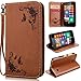 Produktbild SMART LEGEND Lederhülle für Nokia Lumia 630 Ledertasche Hülle PU Leder Flip Schutzhülle Retro Schmetterling Blumen Rose Muster im Bookstyle Folio Wallet Brieftasche mit Eingebautem Magnet Smart Case Backcover Handyhülle Kompletter Schutz Cover Tasche mit Standfunktion und Karte Halter - Braun