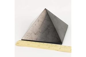 N&D STORE Genuine Shungite Pyramid, Highly Protective Healing Crystal Pyramid 10 cm (3.94 inches) Polished Shungite Stone