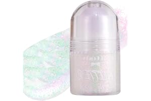 ERYNDIS Glitter Gel Corpo Roll-On, Roll-on Body Glitter Gel Sparkling, Brillantini Olografici per Viso, Make Up Luminoso per Festival, Mermaid Sequins Shimmer for Rave Party(#2 bianco)
