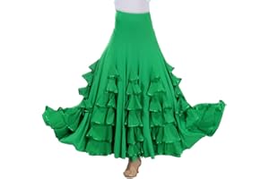 Tookang Flamenco Falda Grande del Columpio Vestido de Baile Moderno Tutu con Lentejuelas de Malla Baile de Salón