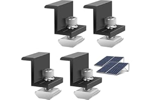 AONAYO 4 Stück 30mm Solarmodul Halterung,Befestigung Solarmodul,Solarplatten Halterung,Solarpanel Z-Halter Solarhalterungen Verstellbar Klemme,Aluminiumlegierung Geeignet Für Wohnmobile, Dächer (Schwarz)