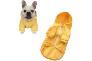 meioro Zipper Hooded Pet Clothing Dog Cat Clothes Cute Pet Clothing Warm Hooded French Bulldog Pug Siberian Husky Collie(5XL, Yellow)