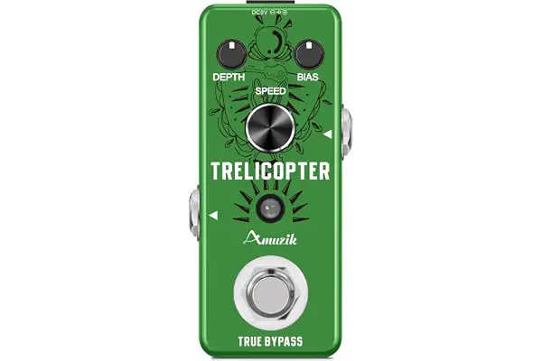 Amuzik Guitar Tremolo Effect Pedal of Classic Trelicopter Effects Pedals for Electric Guitar Effect True Bypass