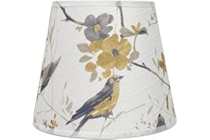 DULEE Top 5 x Altura 6.5 x Bottom 7.5 inches E27 Holder Pantalla de Lámpara Tulipa Plisada Para Lámpara Pantalla de Lámpara de Mesa,Bird