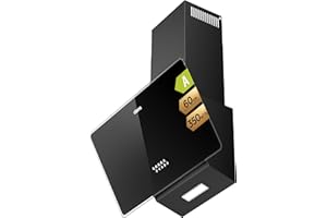 CIARRA CBCB6750 Dunstabzugshaube 60cm Umluft Kopffreie Schräghaube 350m³/h Abluft 3 Stufen Wandmontage Abzugshaube Schwarz