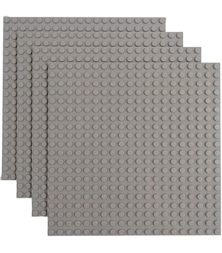OPEN BRICKS Lot de 4 Panneaux de Construction, 20 x 20 (16 x 16 cm), Gris Clair, compatibles avec Toutes Les Marques Leader, Peuvent être construits des Deux côtés