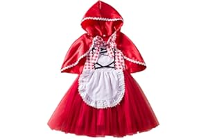 IBTOM CASTLE Costume di Carnevale da Cappuccetto Rosso Lusso Vestito per Bambina Ragazza Halloween Cosplay Principessa Festa Cerimonia Compleanno Natale Fotografia Sera Pageant Abiti