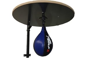 WOLFX New Adjustable Real Leather Speed Ball Folding Black Platform Set Boxing