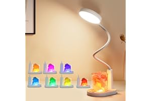 YAMYONE Lampa biurkowa LED z kryształami solnymi RGB, 3 kolory, 360°, elastyczna łabędzia szyja, lampka nocna do sypialni i dla dzieci