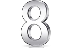 QUEEKAY 3 Inch 3D Mailbox Numbers Self Adhesive House Door Numbers Waterproof Address Numbers Door Street Number Stickers for House Mailbox Apartment Hotel Door Room, Silver (8)