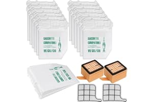 AWINKER 12 bolsas de aspiradora y 2 filtros de protección del motor + 2 filtros higiénicos para Vorwerk Kobold VK 135 VK136 (12+2+2)