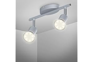 B.K.Licht plafonnier 2 spots LED orientables, ampoules 3W GU10 fournies, 250lm par spot, blanc chaud 3000K, éclairage intérieur plafond cuisine chambre salon