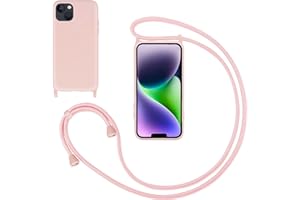 GoodcAcy Handykette Handyhülle für iPhone 14 6.1,Smartphone Necklace Hülle mit Band Schutzhülle mit Kette zum umhängen Halskette Flüssig Silikon Case für iPhone 14 6.1,Pink