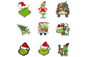 YATOSEN Weihnachten Grinch Brosche Schädelkopf Abzeichen Pin Weihnachten Mitbringsel für DIY Kleidung Pullover Hemd Rucksack Hut 9 Stück