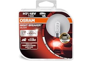 ‎OSRAM Osram Night Breaker Silver H7, +100% mehr Helligkeit, Halogen-Scheinwerferlampe, 64210NBS-HCB, 12V Pkw, Duo Box (2 Lampen)