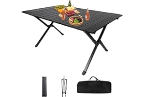 Issimober Camping Tables That Fold UP - 3FT/90CM Folding Trestle Table, Lightweight Aluminium Camping Table Roll Up Portable Picnic Table with Carrying Bag for 4-6 People For Garden Outdoor BBQ