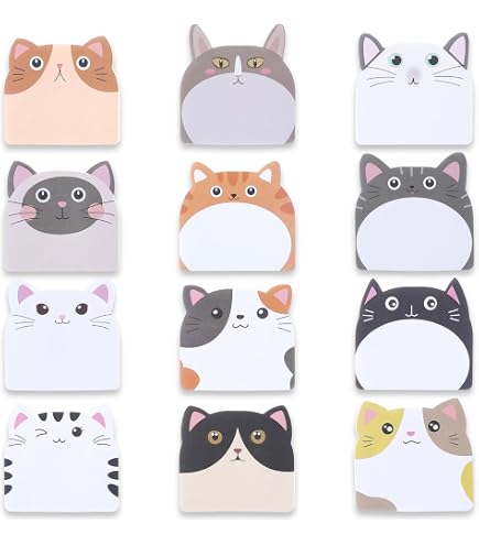 Notes Autocollantes Animaux Kawaii - 5 Blocs (570 Feuilles) - Formes Chats Et Forêt - Marque-pages Mignons Pour école Et Bureau