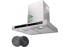 Gasland Chef TR60SS 60cm Campana extractora de recirculación, Campana extractora silenciosa EEK A++ 637 m³/h 9 niveles Touch Control campana extractora de pared con filtro