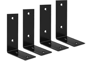 STARVAST 4 Pcs Heavy Duty Shelf Brackets, 125 x 85 x 45mm L Shape Right Angle Shelf Brackets, 90 Degree Angle Wall Mounted Shelf Supporter Bracket Frame, Black