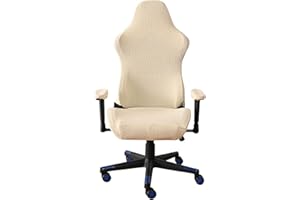 LIFEDX Gamingstuhl-Bezüge Gaming Stuhl bezug 4 Stück,Bürostuhl Drehstuhl Bezug mit Armlehnen/Stuhlrücken Bezug,Dehnbare Stuhl Bezüge für Computer-Spielstuhl, Racing-Stil,Bürostuhl-Ohne Stuhl,Beige