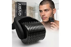 RECOVRY skäggroller 0,5 mm, 540 nålar av kirurgiskt rostfritt stål, dermaroller, mikroneedling, ärrroller, mikronålning, dermaroller, skäggrulle, Beard Roller, stimulera skäggtillväxt